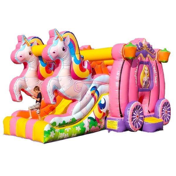 Unicorn Bouncy Castle Carriage Combo