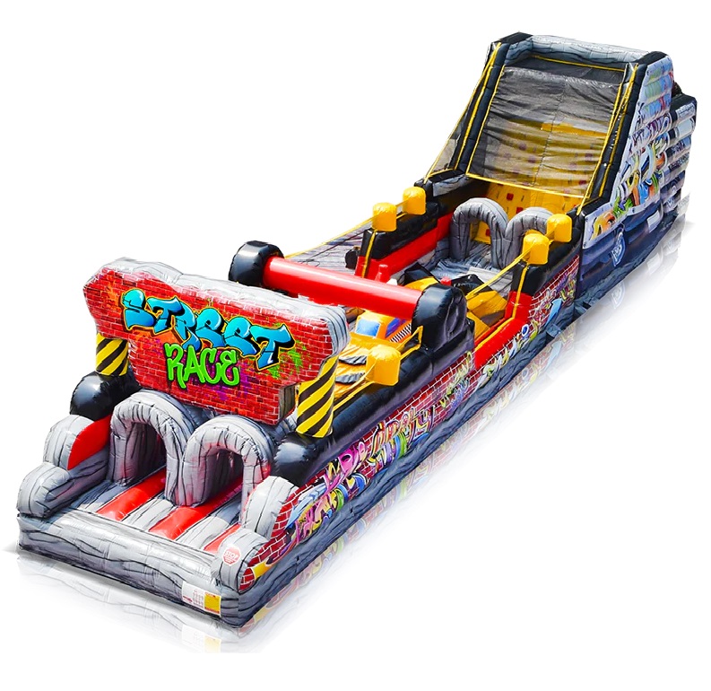 Street Race Inflatable Obstacle Course and Slide